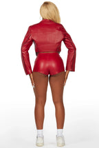 Khyyam Red Faux Leather Jacket