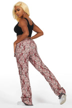 Viviane Pink Floral Tapestry Stacked Pant