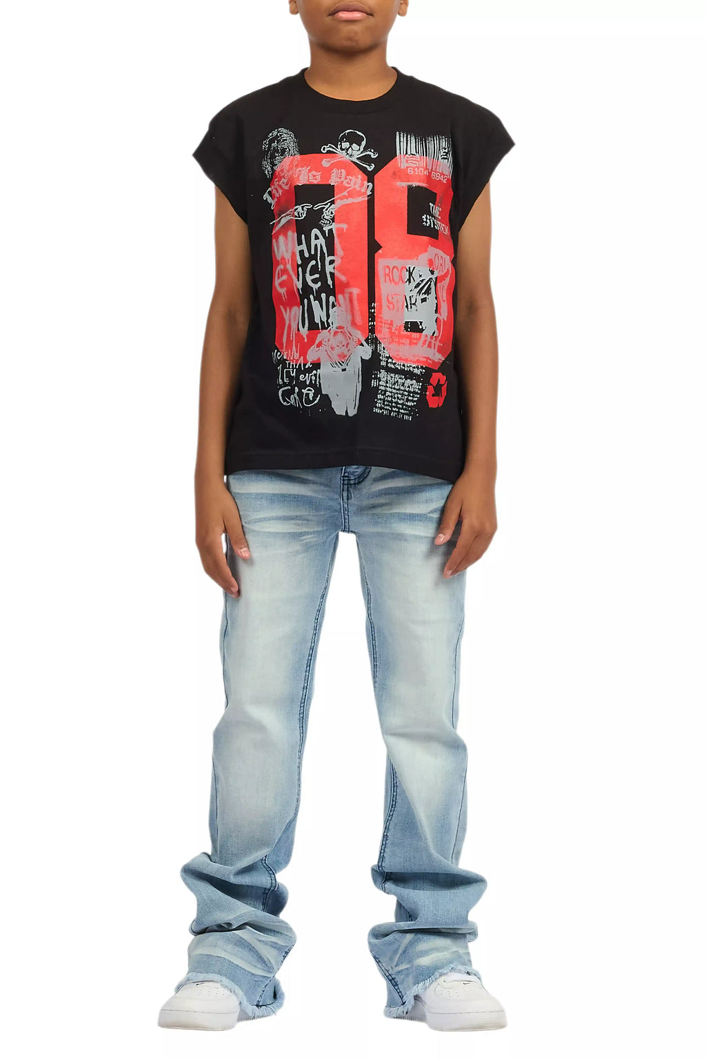 Boys Dag Dark Blue Stacked Flare Jean