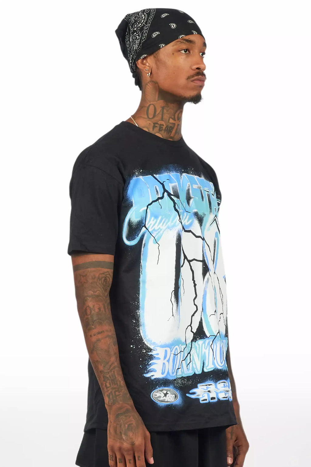 Vaelox Black/Blue Oversized Graphic T-Shirt
