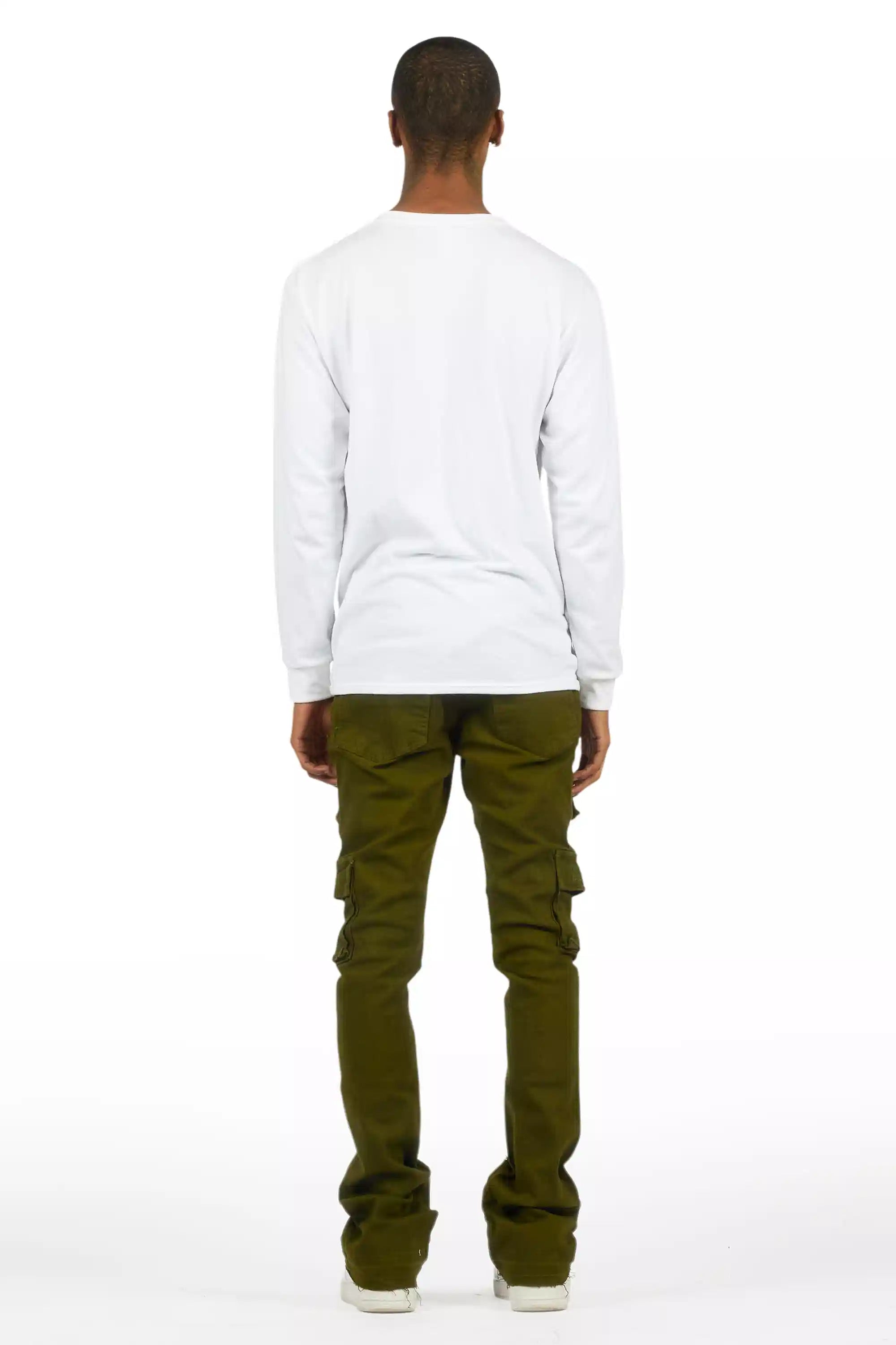 Zaid Olive Stacked Flare Jean