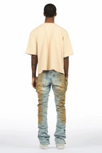 Gentry Dirty Blue Stacked Flare Jean