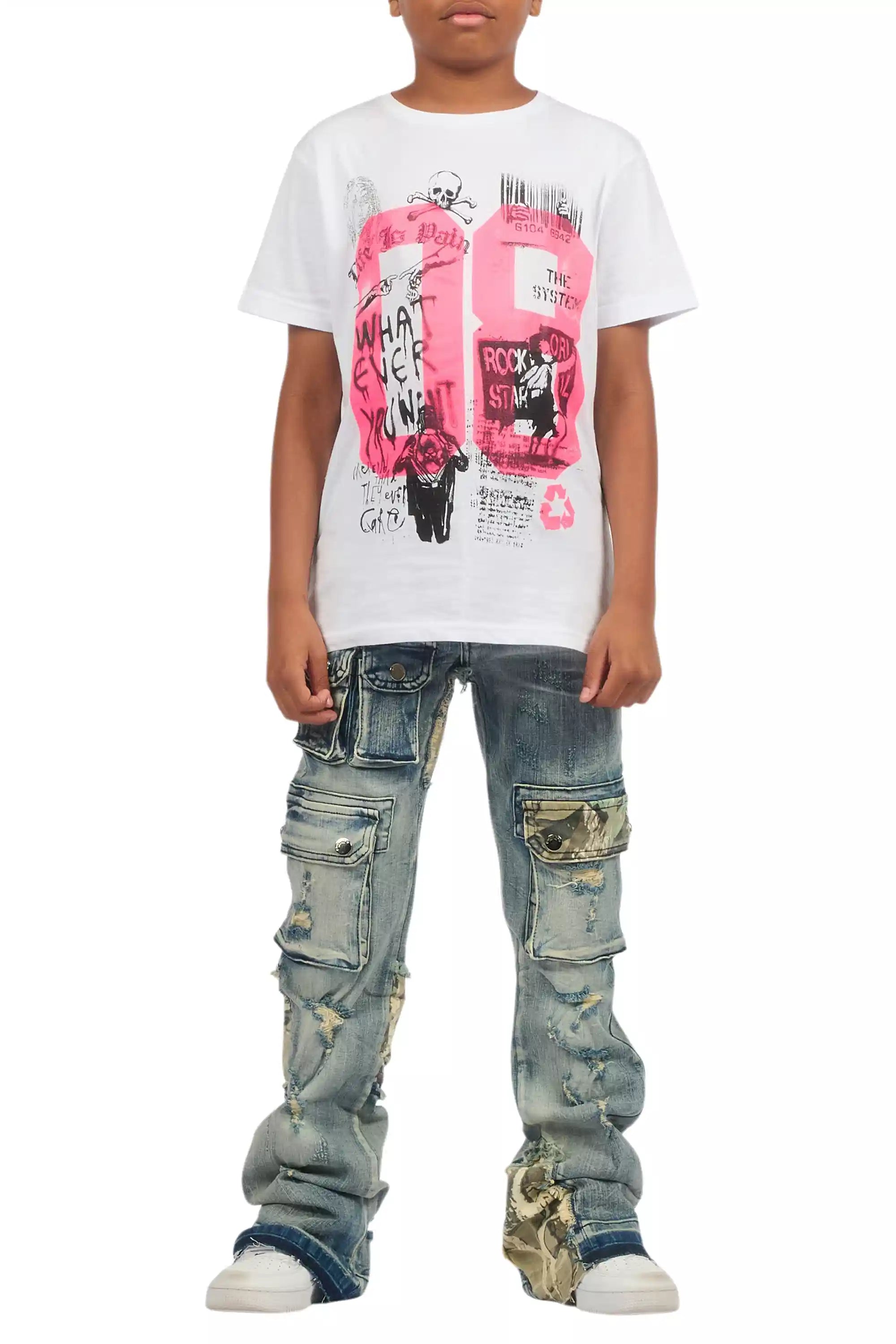 Boys Zeta Blue Stacked Flare Jean