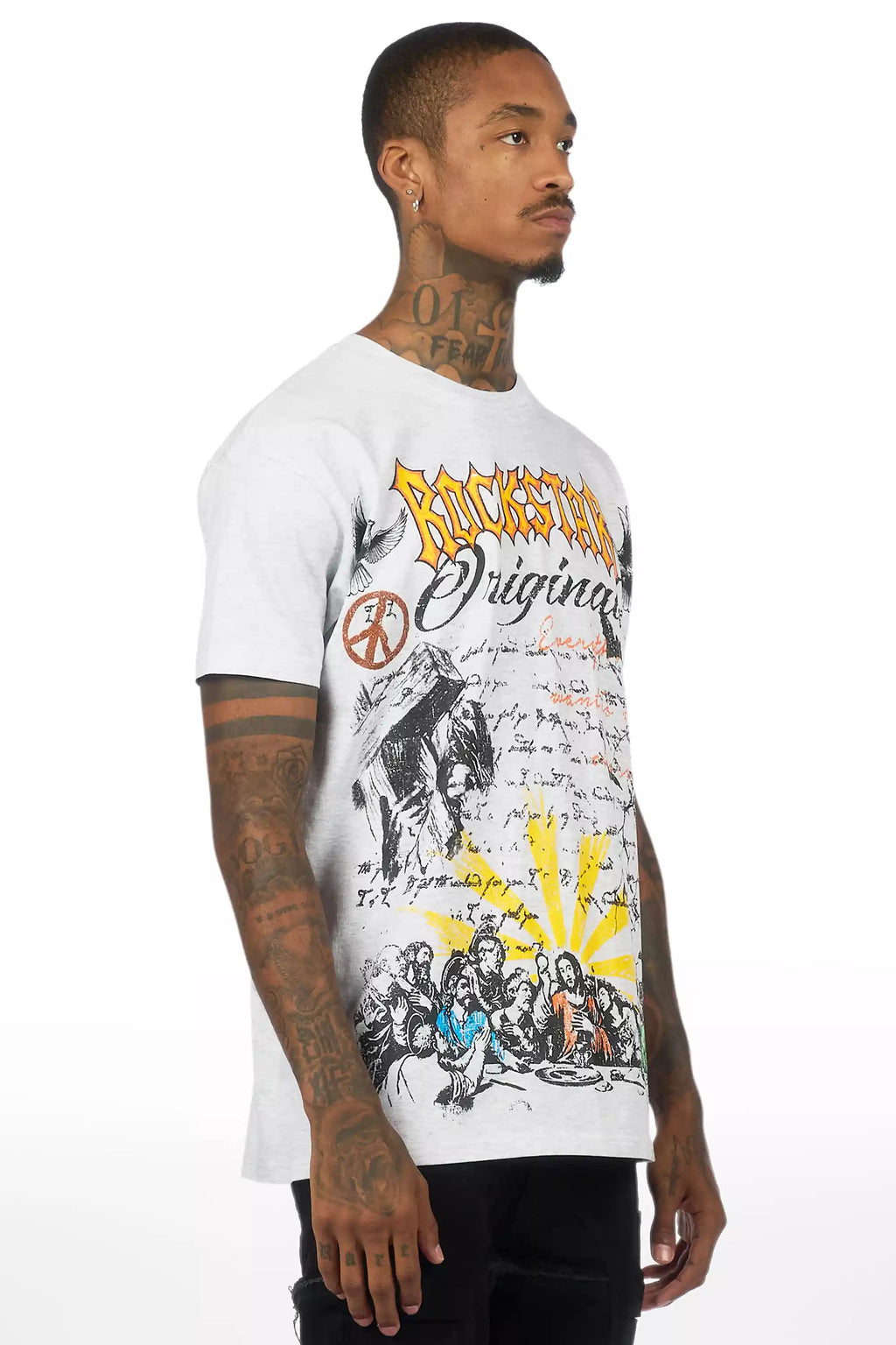 Super Sketch Heather Grey/Multi Oversized Graphic T-Shirt