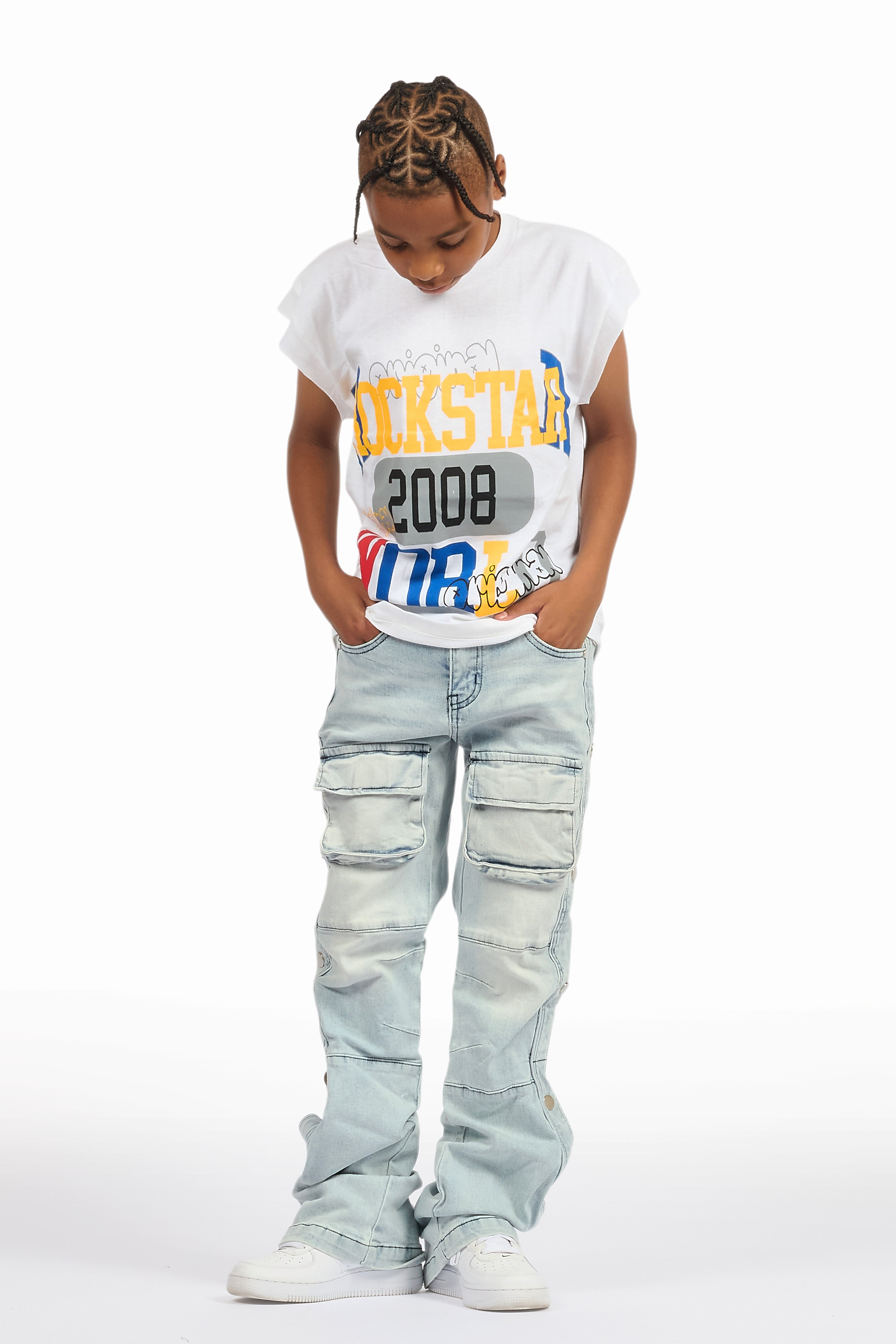 Boys Daria White/Multi Graphic Muscle T-Shirt