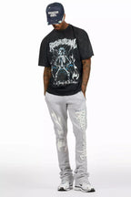 Exodus Charcoal Grey T-Shirt/Stacked Flare Track Pant Set