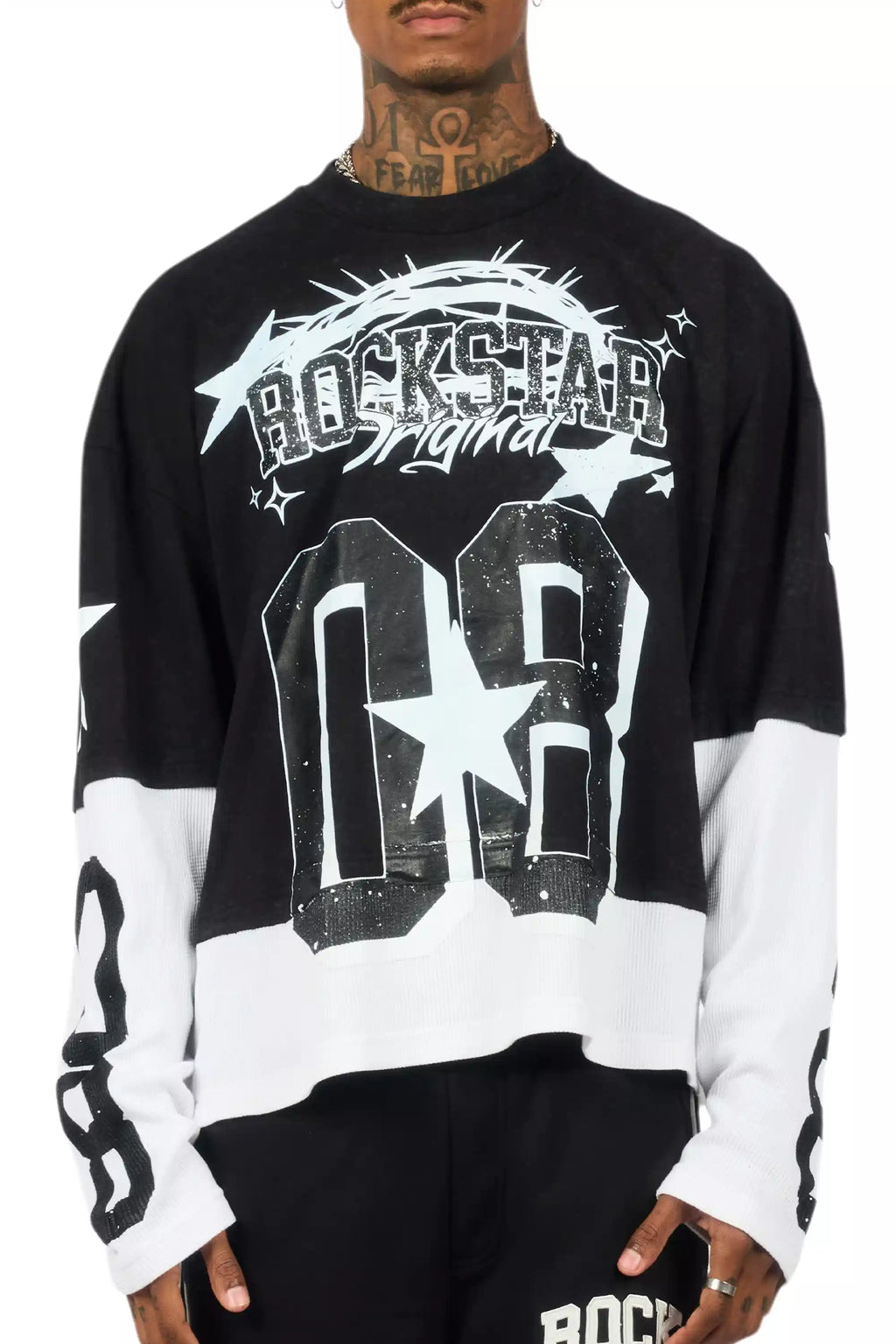 Allstar Vintage Black/White Boxy Crop Double Layer Tee