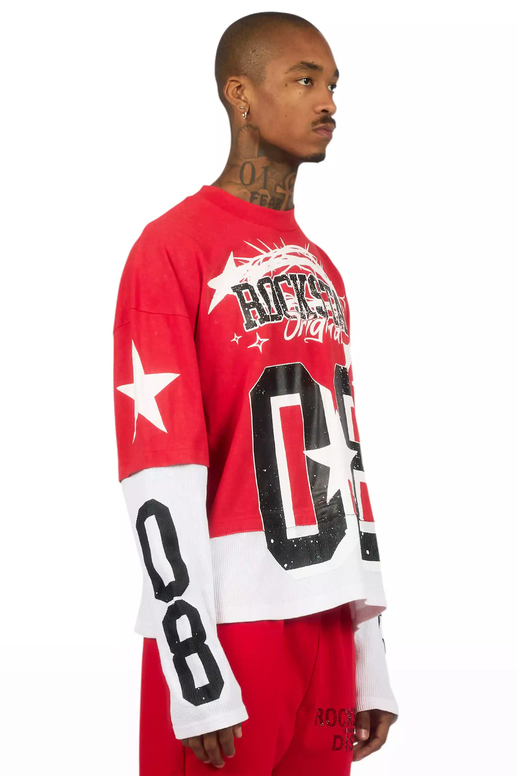 Allstar Red/White Boxy Crop Double Layer Tee