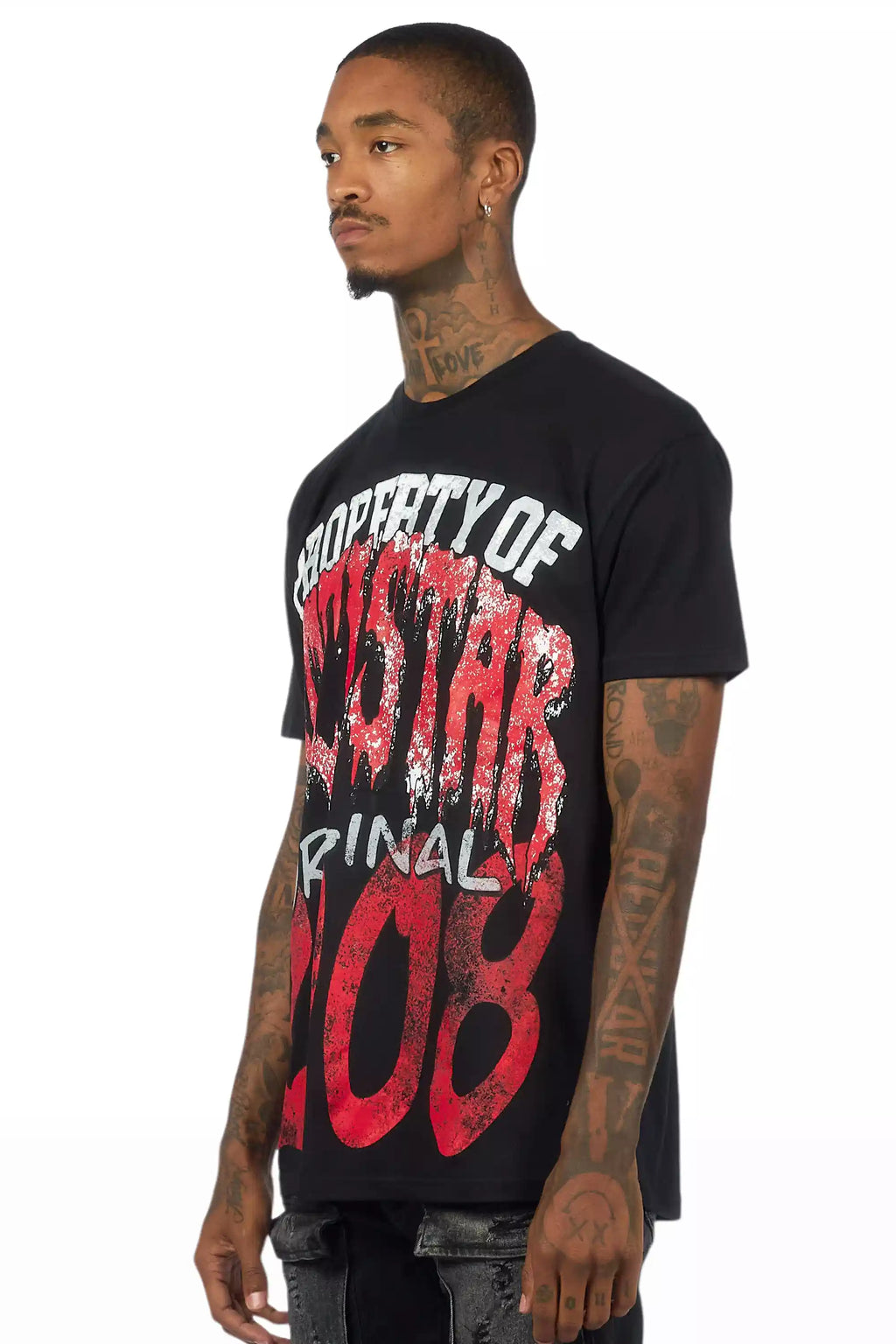 Raezion Black/Red Oversized Graphic T-Shirt