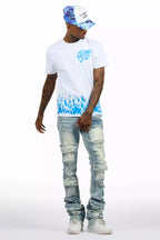 Bubble White/Blue T-Shirt/Super Stacked Flare Jean Bundle