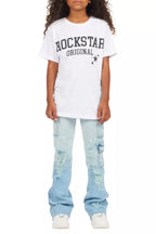 Girls Vixen Light Wash Distressed Stacked Jean