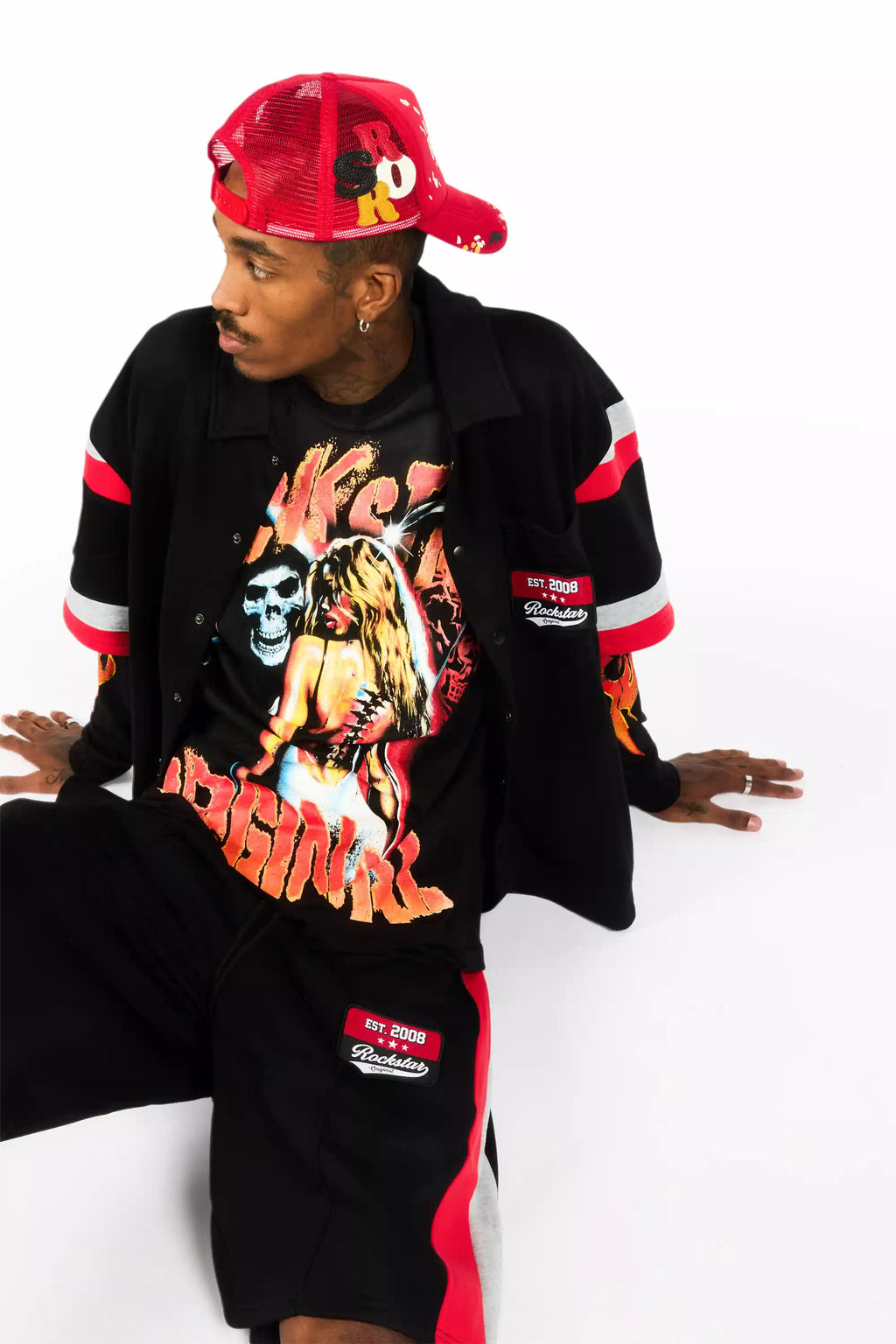 Platon Red Graphic Trucker Hat