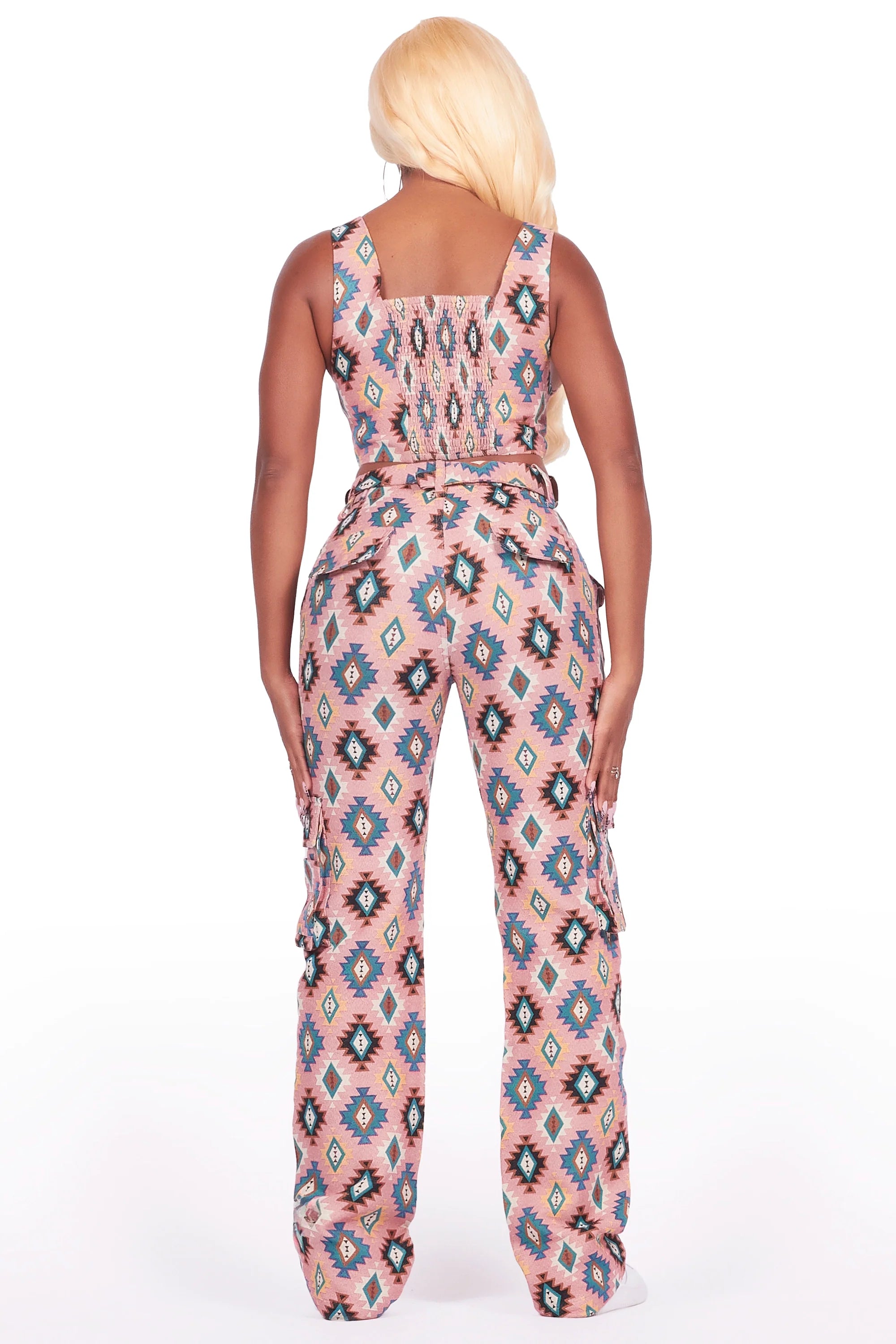 Andraila Pink Tapestry Stacked Pant
