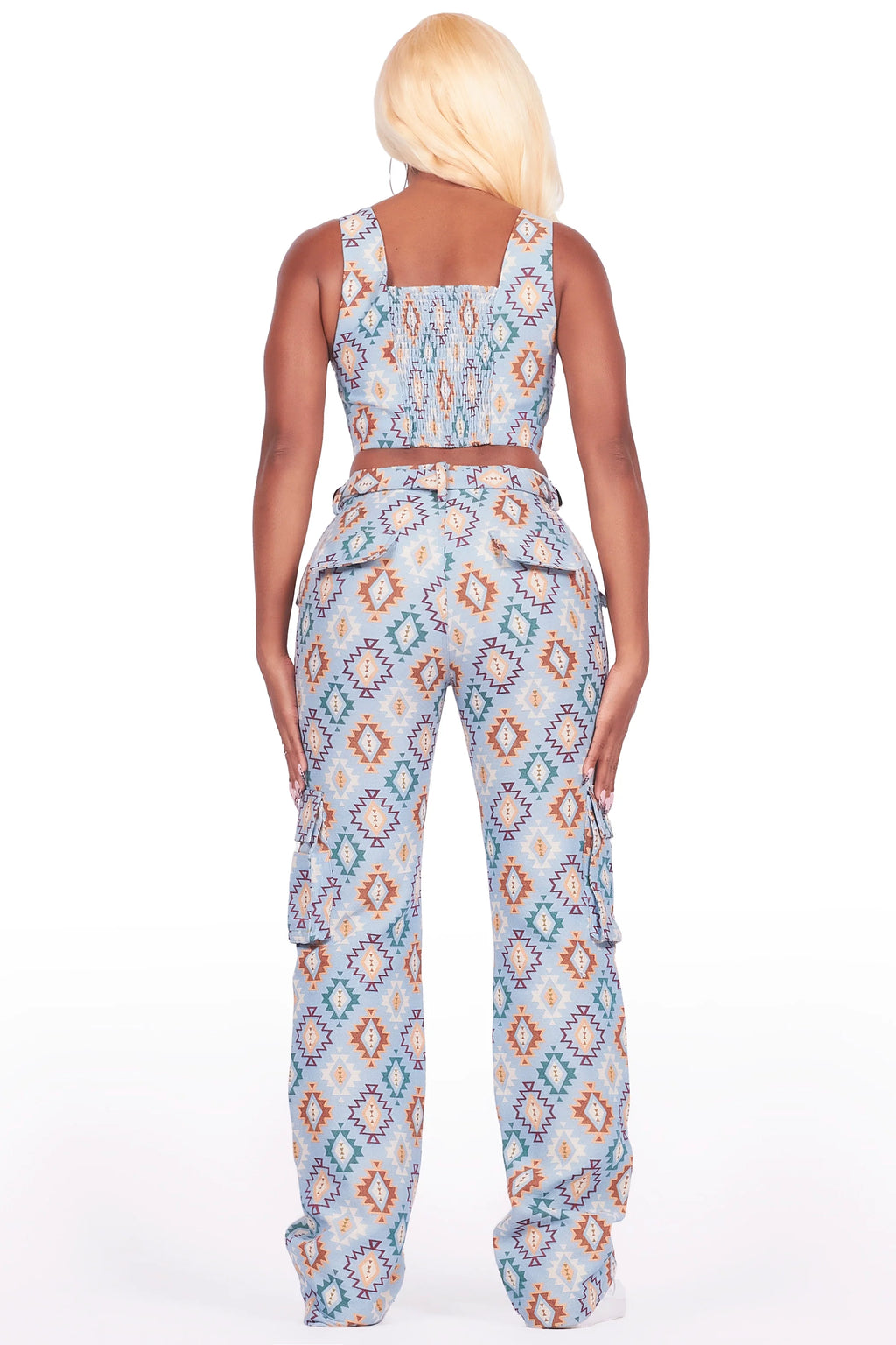 Andraila Blue Tapestry Stacked Pant