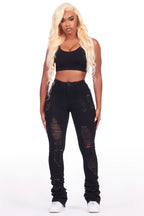 Got A Crush Black Distressed Super Stacked Jean