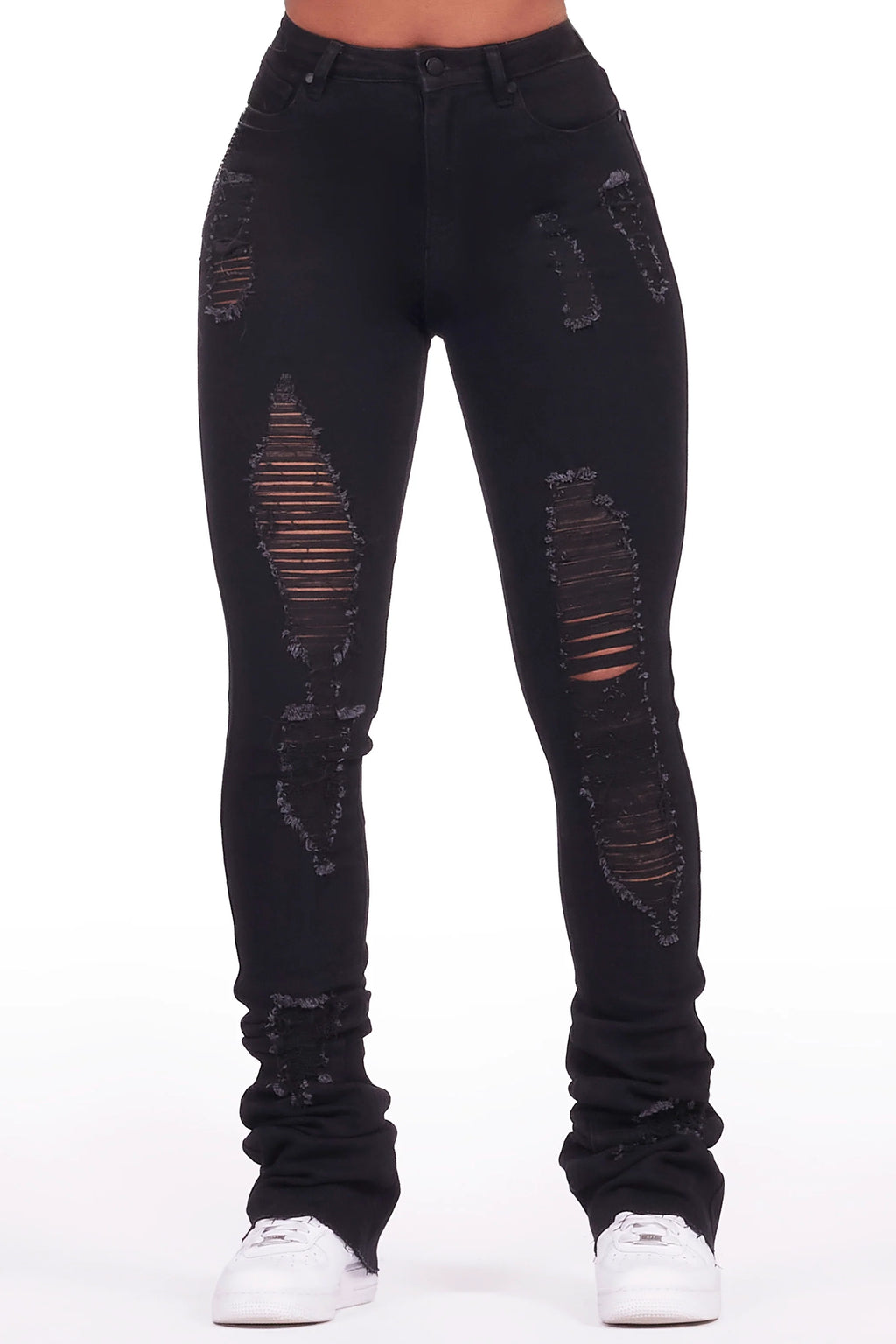 Got A Crush Black Distressed Super Stacked Jean