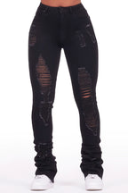 Got A Crush Black Distressed Super Stacked Jean