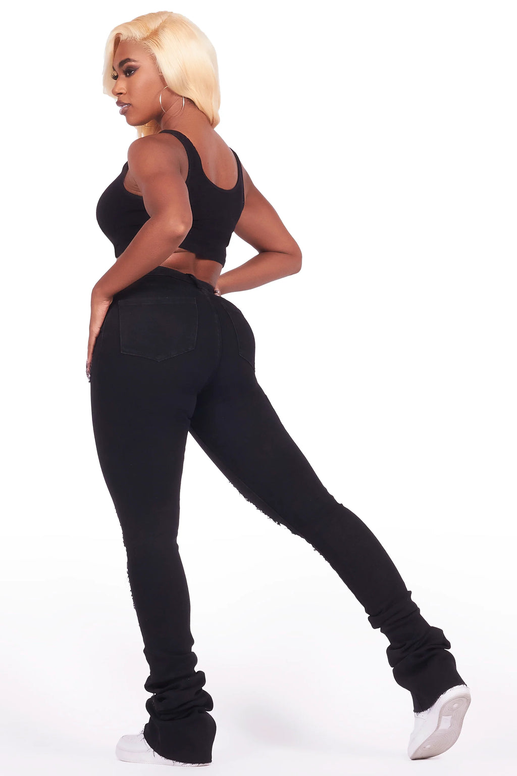 Got A Crush Black Distressed Super Stacked Jean