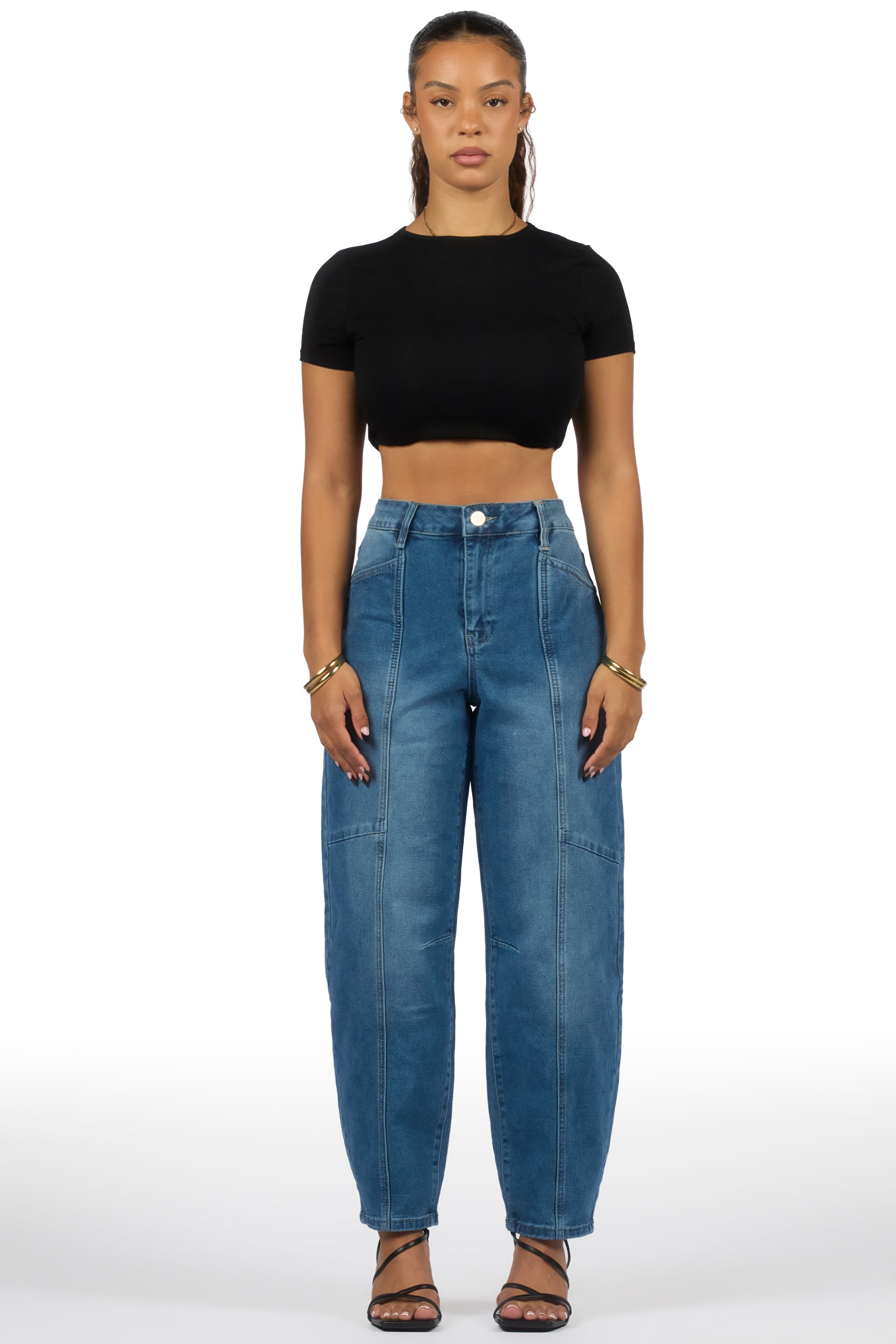 Shavila Med. Wash Seamed Barrel Baggy Jean