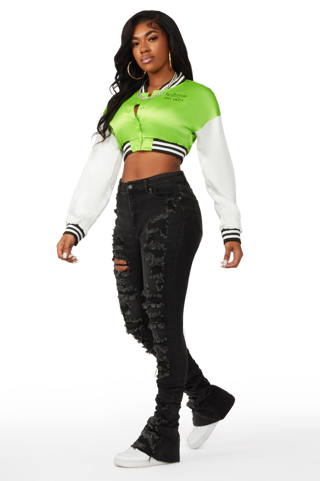 Your Loss Black Distressed Super Stacked Jean