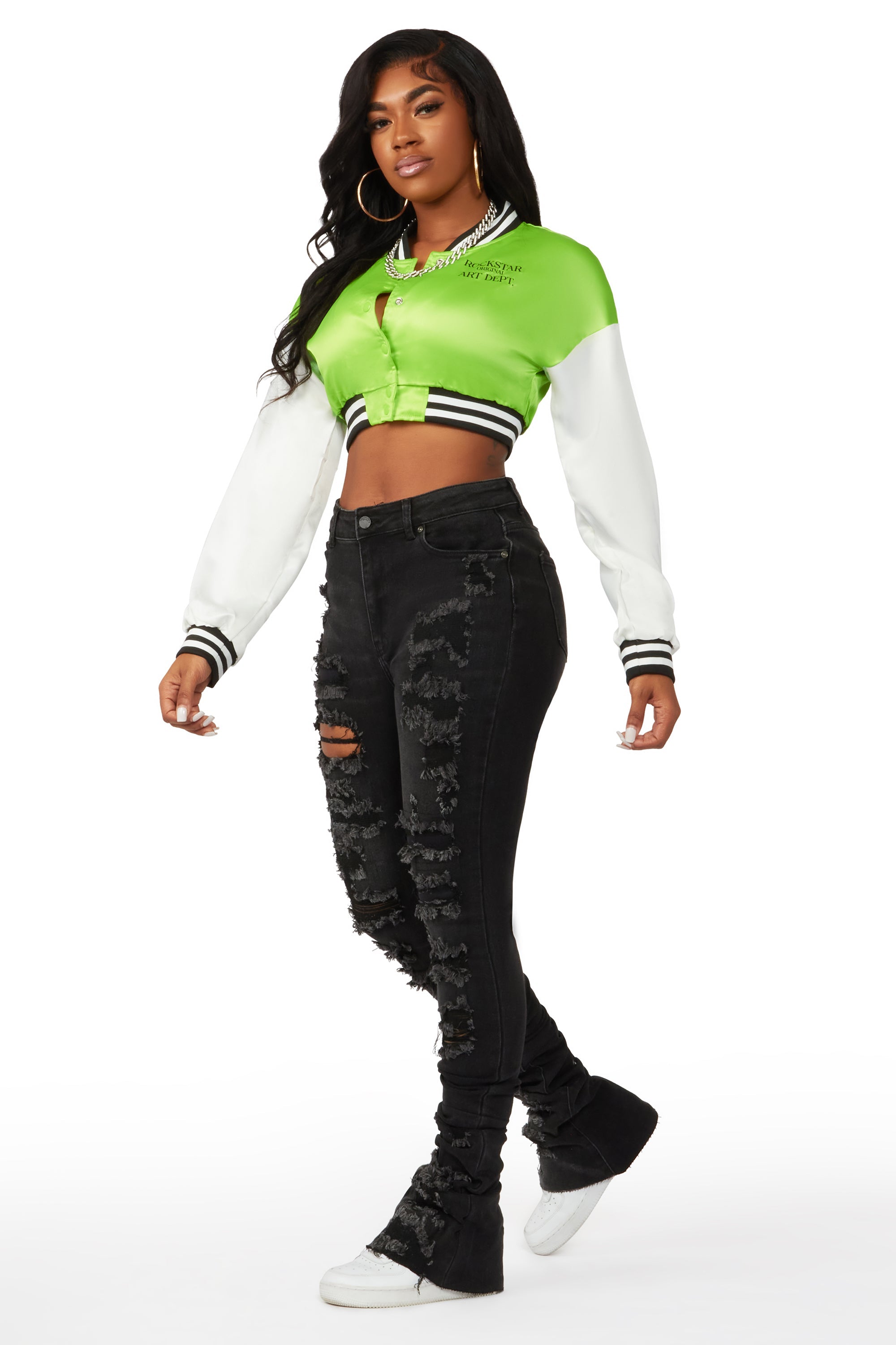 Your Loss Black Distressed Super Stacked Jean