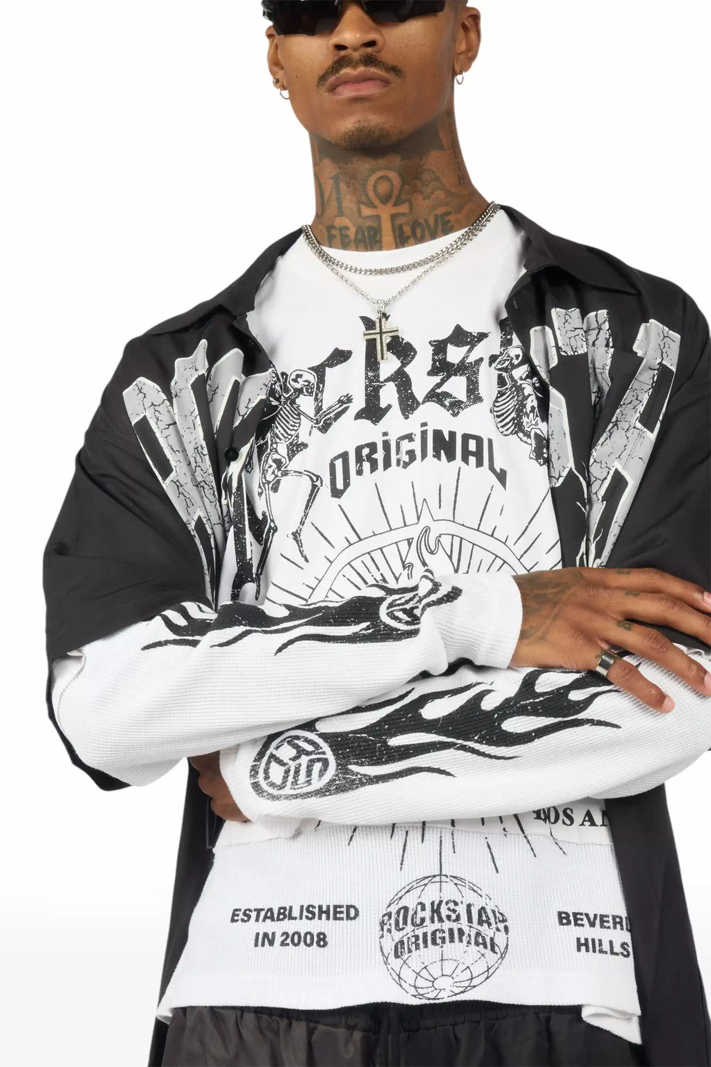 Hustle Black Button Down Short Set