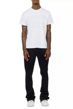 Pyrel Black/Black Rhinestone Stacked Flare Pant