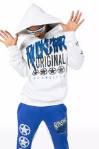 Wizzurd White/Royal Blue Hoodie Stacked Track Set
