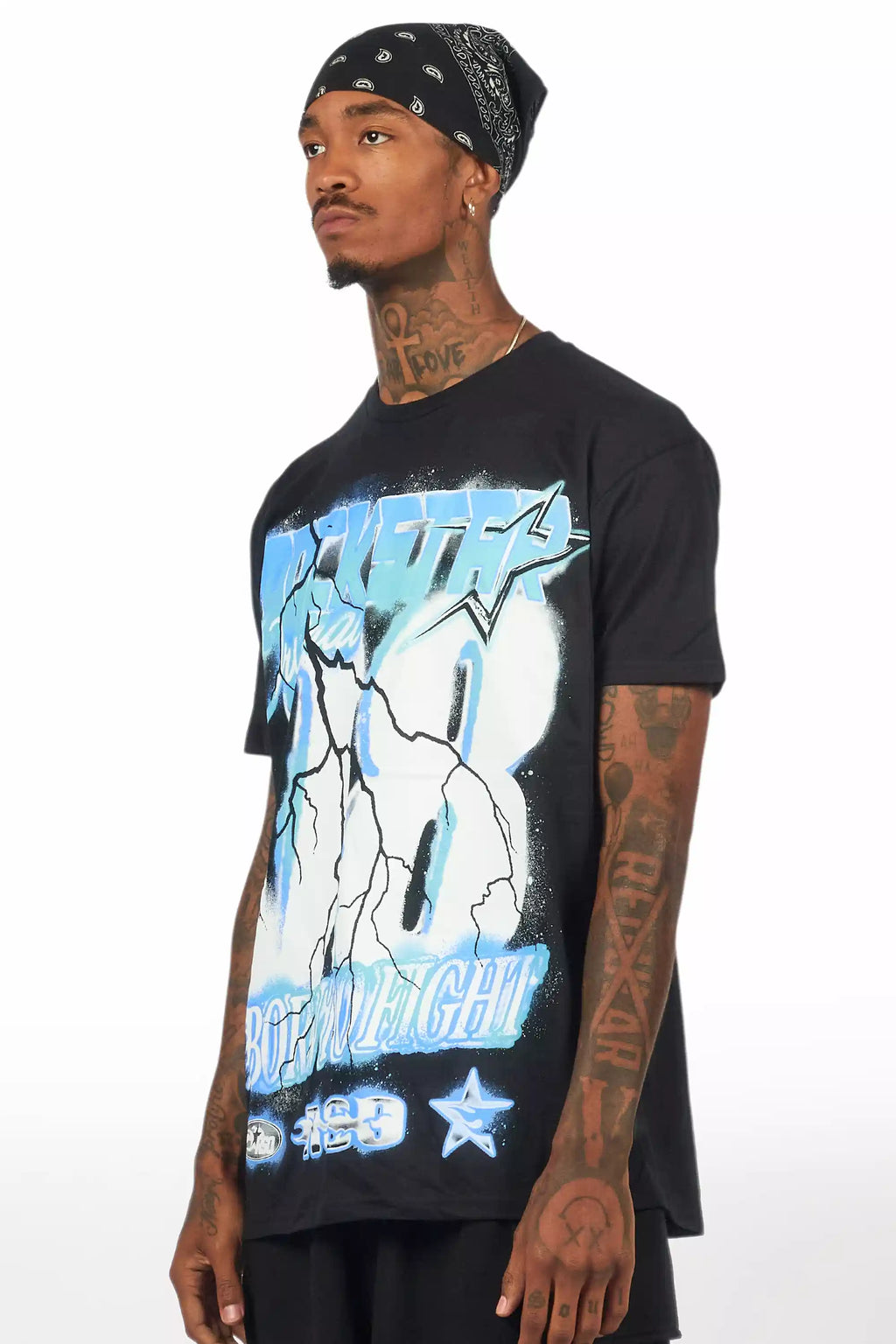 Vaelox Black/Blue Oversized Graphic T-Shirt