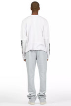 Pyrel Heather Grey/Black Rhinestone Stacked Flare Pant