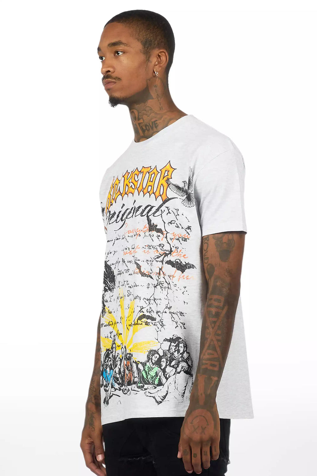 Super Sketch Heather Grey/Multi Oversized Graphic T-Shirt