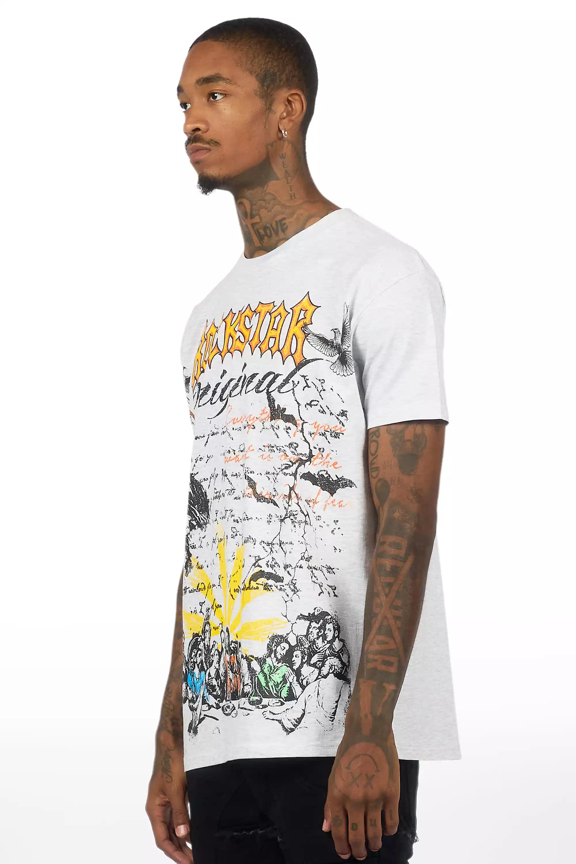 Super Sketch Heather Grey/Multi Oversized Graphic T-Shirt
