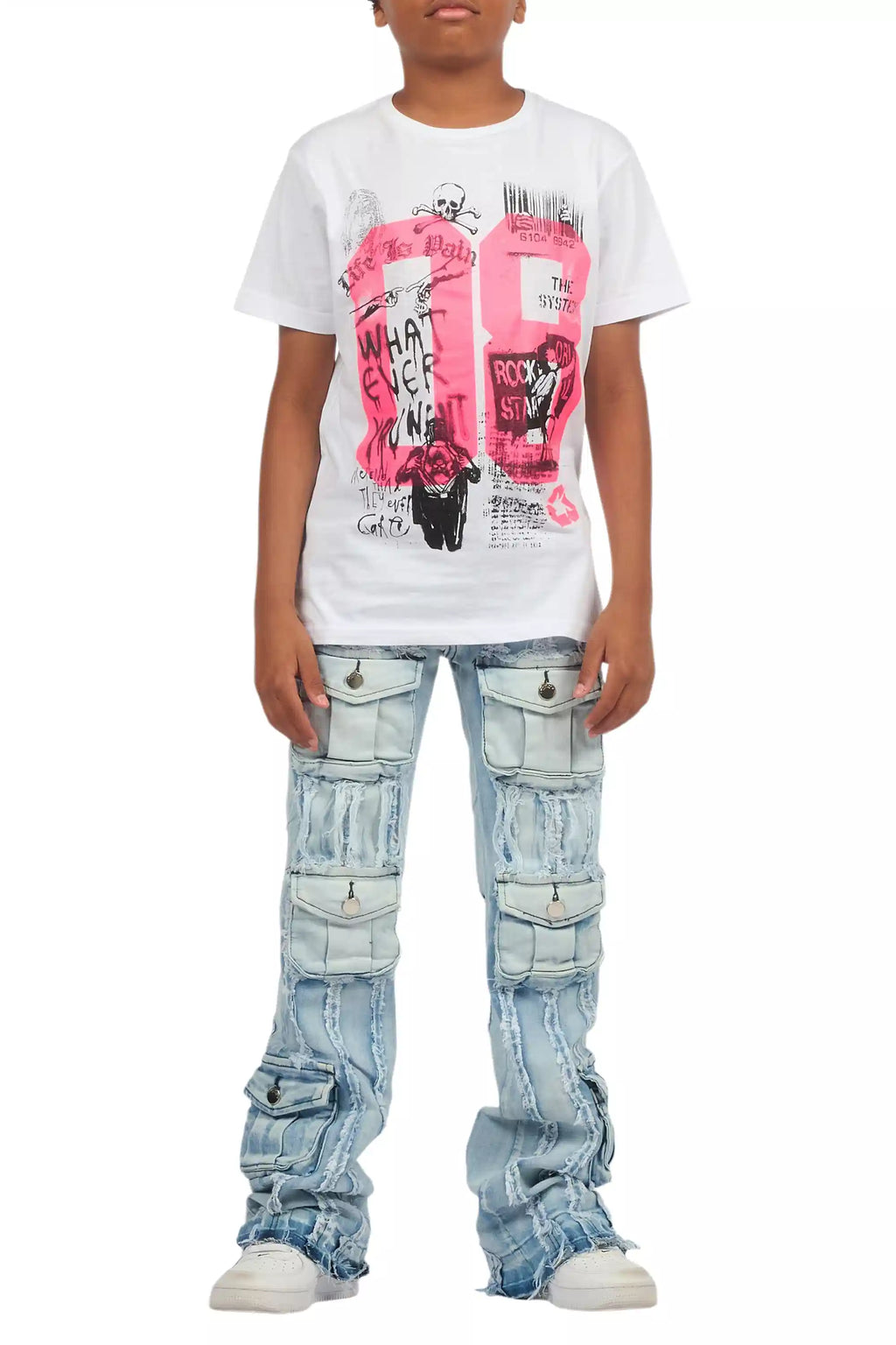 Boys Frey Light Blue Stacked Flare Jean