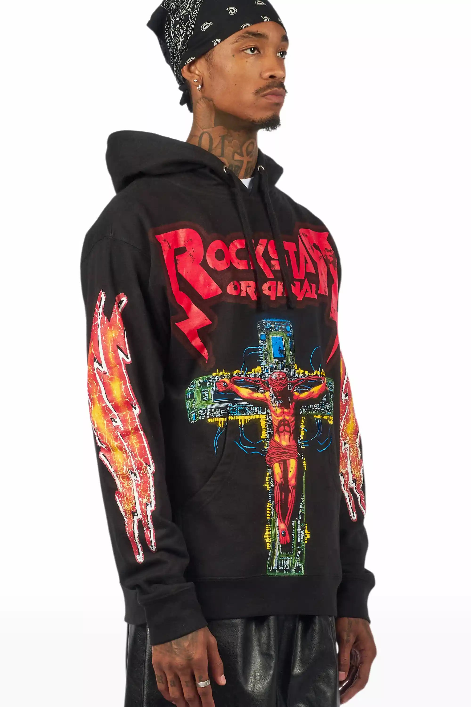 Javion Black/Red Graphic Hoodie