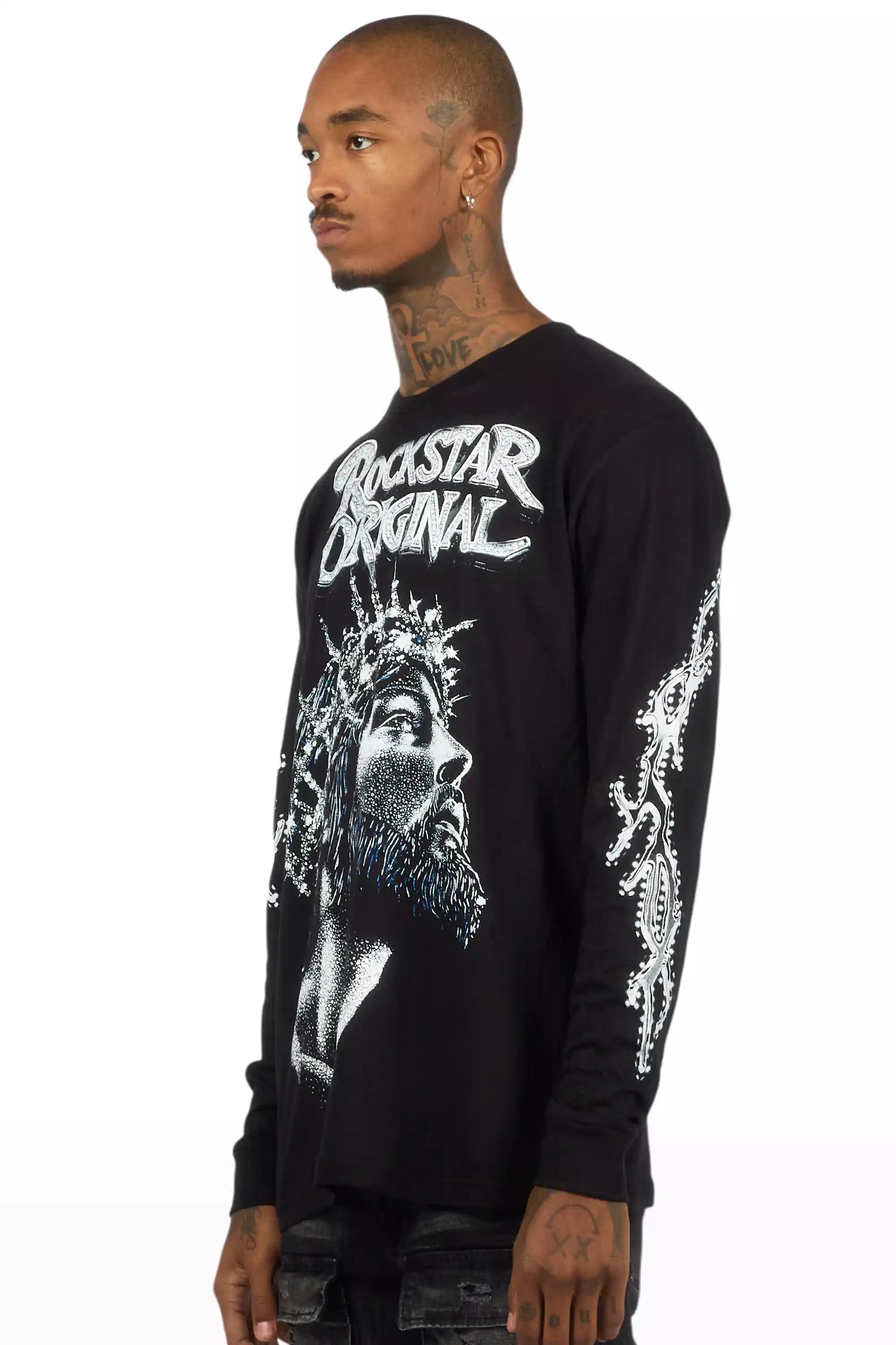 Darius Black Long Sleeve Graphic T-Shirt