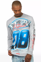 Ryker Heather Grey/Blue Long Sleeve Graphic T-Shirt