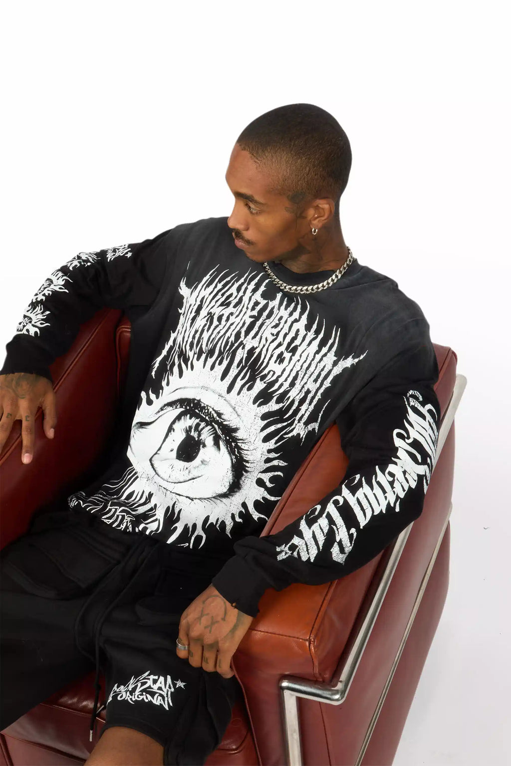 All Seeing Eyes Black Long Sleeve Graphic T-Shirt