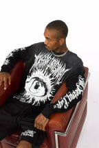 All Seeing Eyes Black Long Sleeve Graphic T-Shirt