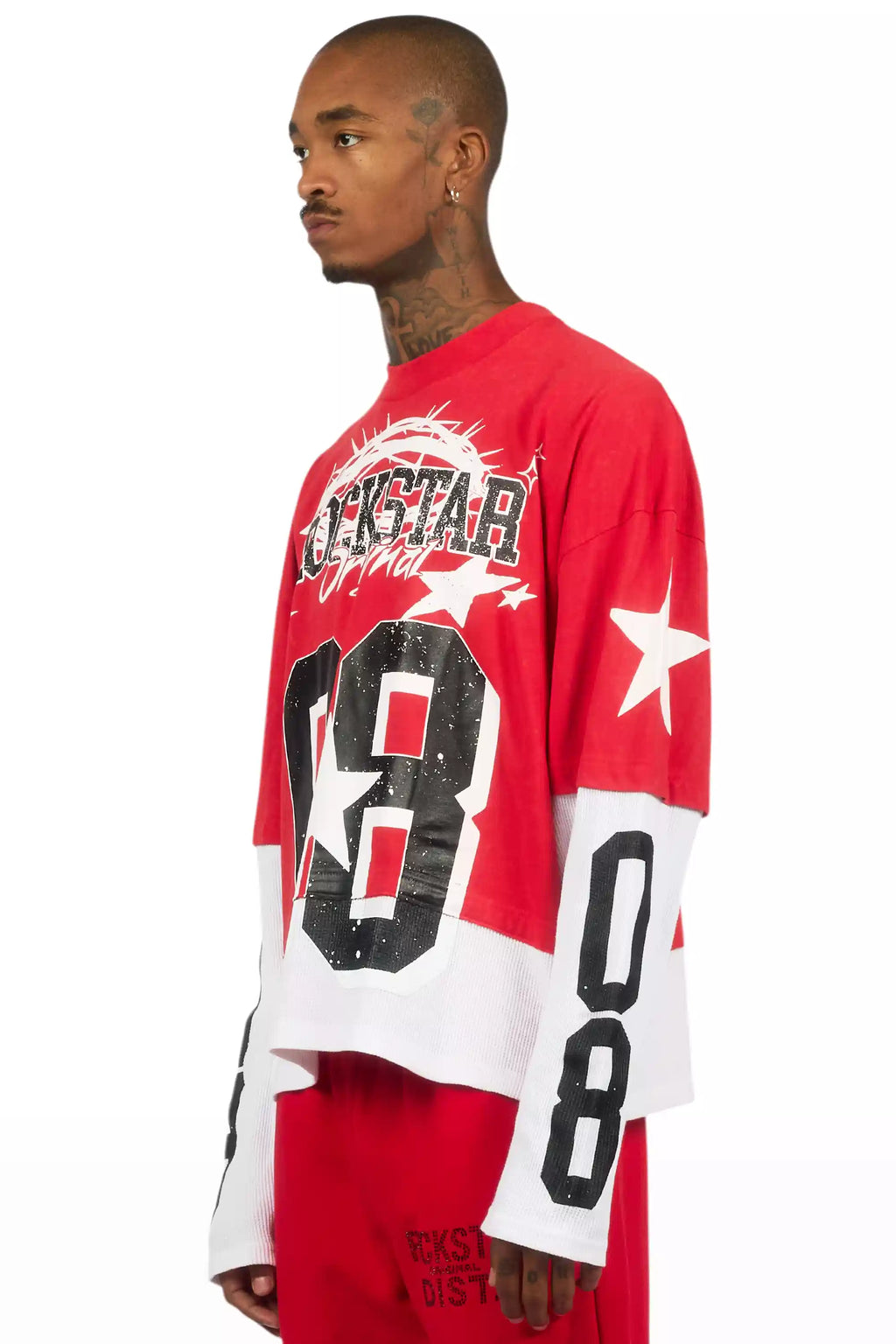 Allstar Red/White Boxy Crop Double Layer Tee