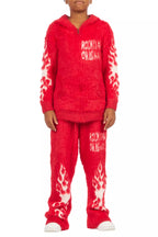 Boys Toshio Red Stacked Flare Knitted Mohair Track Set