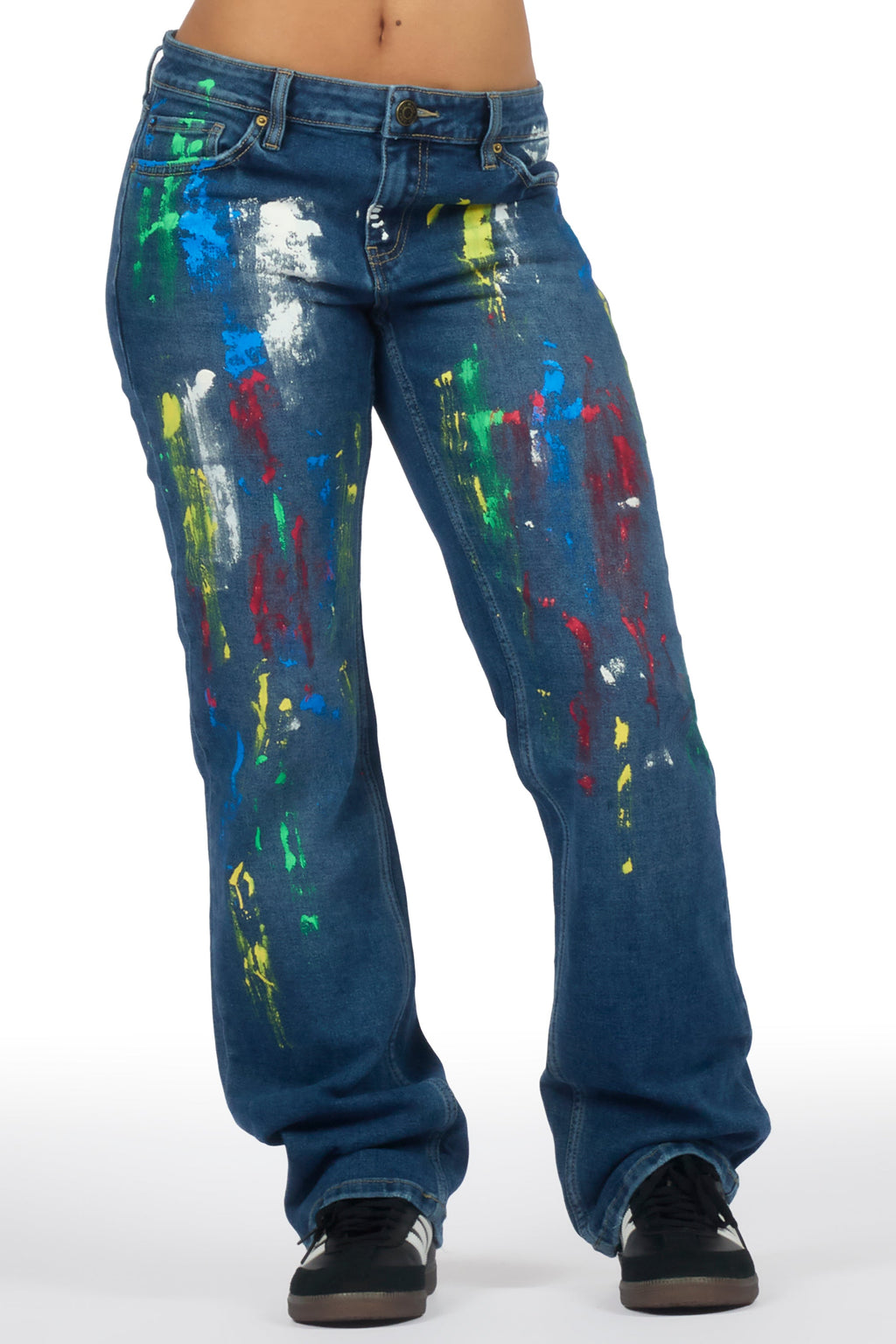 Chianne Dark Wash Painted Baggy Jean