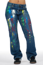 Chianne Dark Wash Painted Baggy Jean