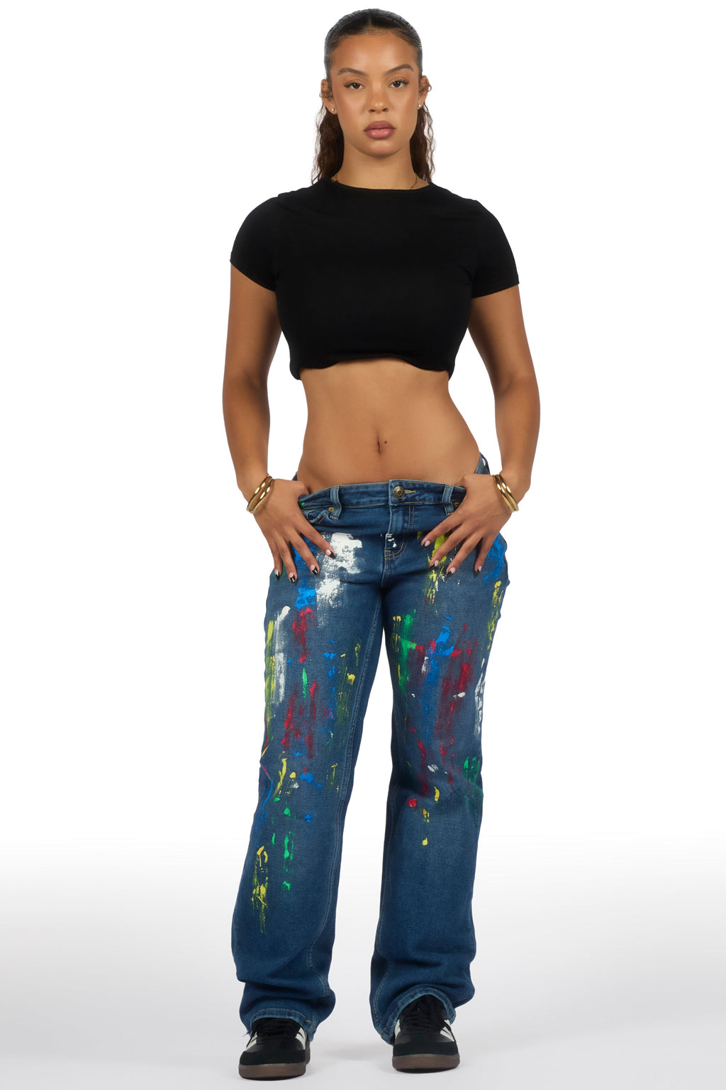 Chianne Dark Wash Painted Baggy Jean