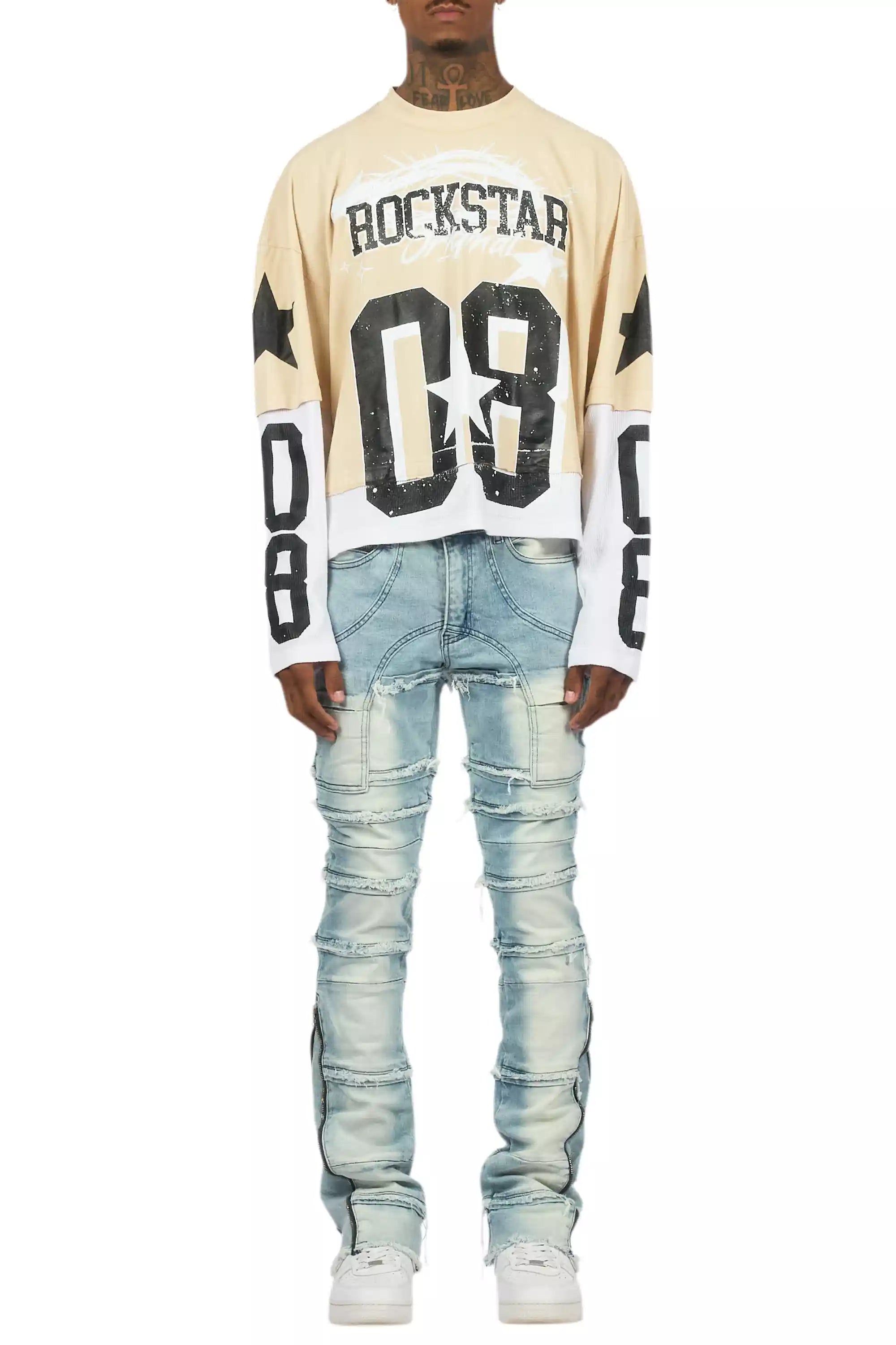 Horado Light Blue Wash Stacked Flare Jean