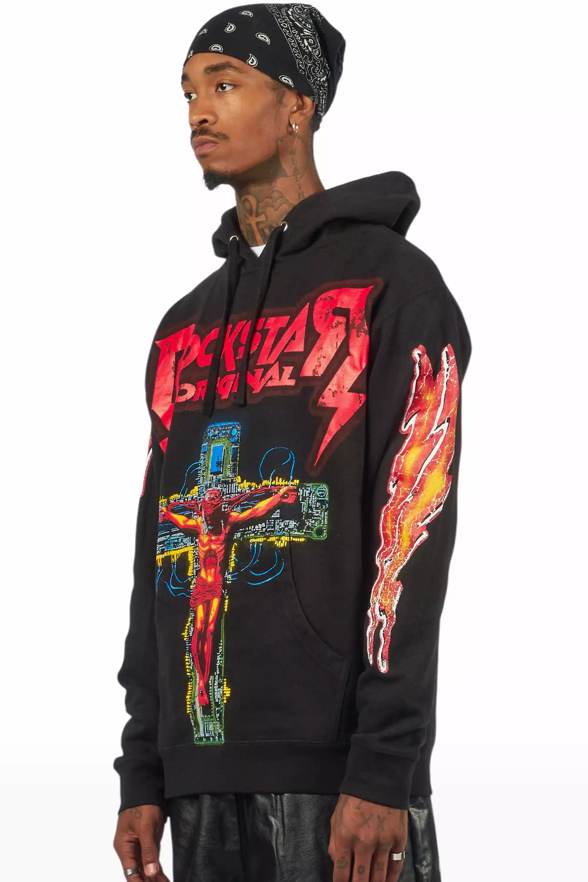 Javion Black/Red Graphic Hoodie