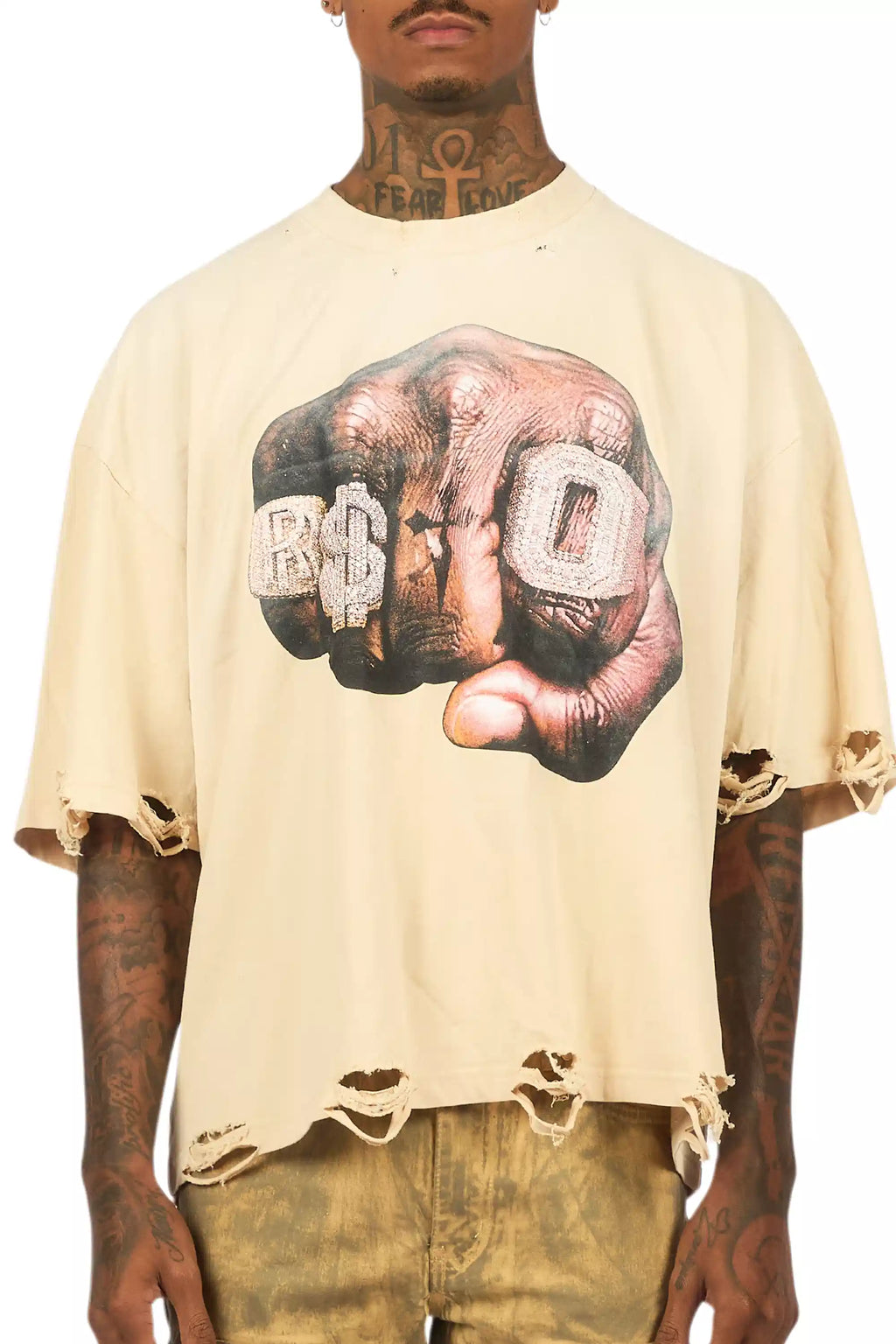 Janus Beige Boxy Crop T-Shirt