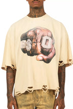 Janus Beige Boxy Crop T-Shirt