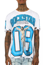 Fields White/Blue Oversized Graphic T-Shirt