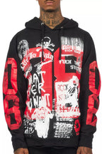 Grill Black/White Distressed Graphic Hoodie