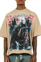 Krowne Beige/Black Oversized Graphic T-Shirt
